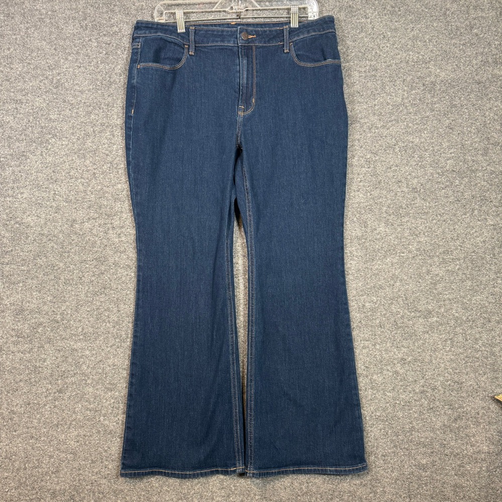 Old Navy Wow Flare Jeans Women 16 Petite Blue High‎ Rise Stretch Denim Plus Size